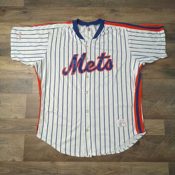 Vintage 80s New York Mets Jersey Men's Large‎ Rawlings Athletic Striped MLB 1017 - Picture 1 of 14